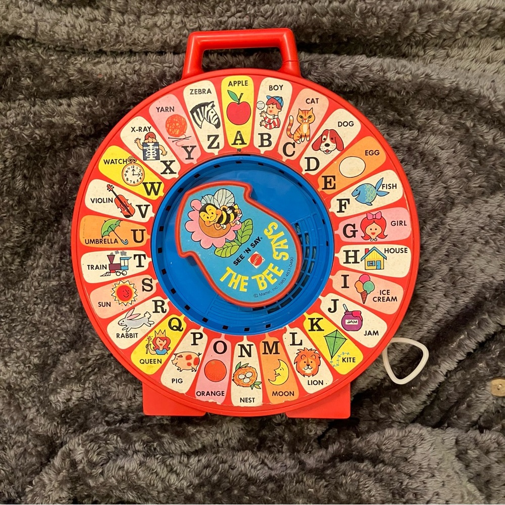 The Bee Says ABC See 'N Say Pull String Sounds Alphabet Learning Toy 1983 Mattel